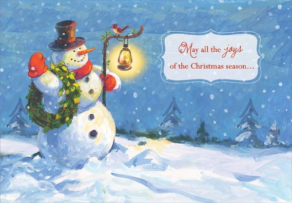 Designer Greetings Snowman with Lantern Box of 18 Christmas Cards - Walmart .com